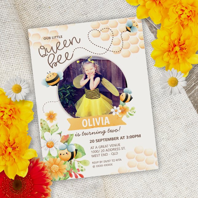 Invitación de cumpleaños de Queen Bee (Subido por el creador)