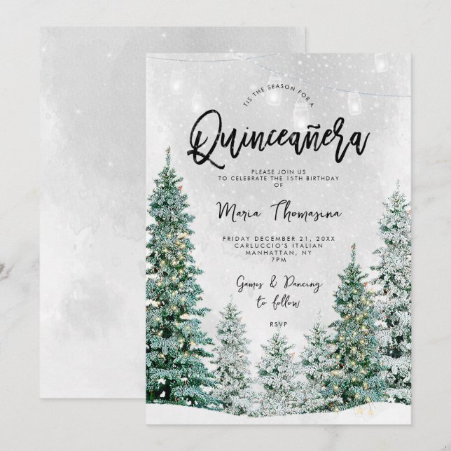 invitación de cumpleaños de Quinceanera (Anverso / Reverso)