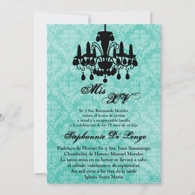 Invitación de cumpleaños de Quinceanera (Anverso)