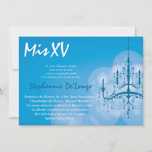 Invitación de cumpleaños de Quinceanera (Anverso)