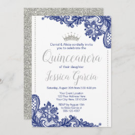 Invitación de cumpleaños de Quinceañera | Azul y p