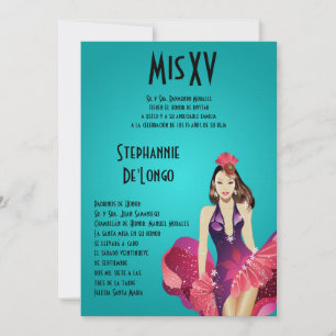 Invitación de cumpleaños de Quinceanera, Chica de 