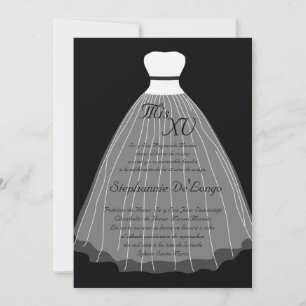 Invitación de cumpleaños de Quinceanera con vestim