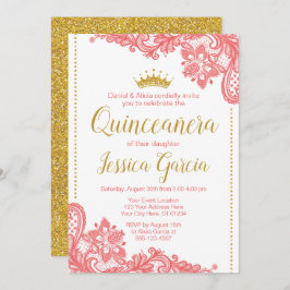 Invitación de cumpleaños de Quinceañera | Coral y 