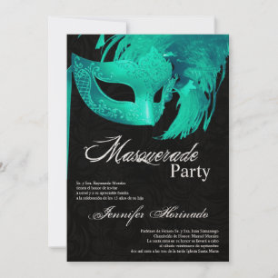 Invitación de cumpleaños de Quinceanera de mascara