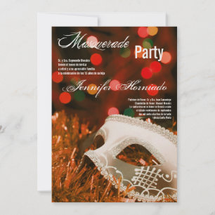 Invitación de cumpleaños de Quinceanera de mascara