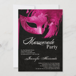 Invitación de cumpleaños de Quinceanera de mascara