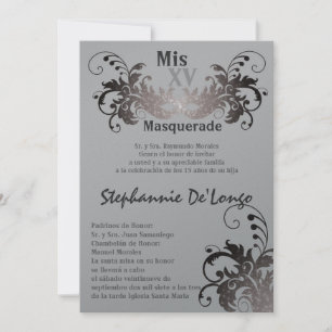 Invitación de cumpleaños de Quinceanera de mascara