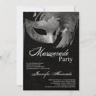 Invitación de cumpleaños de Quinceanera de mascara