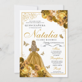 Invitación de cumpleaños de Quinceanera floral de 