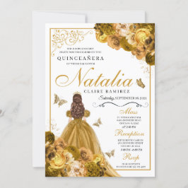 Invitación de cumpleaños de Quinceanera floral de 