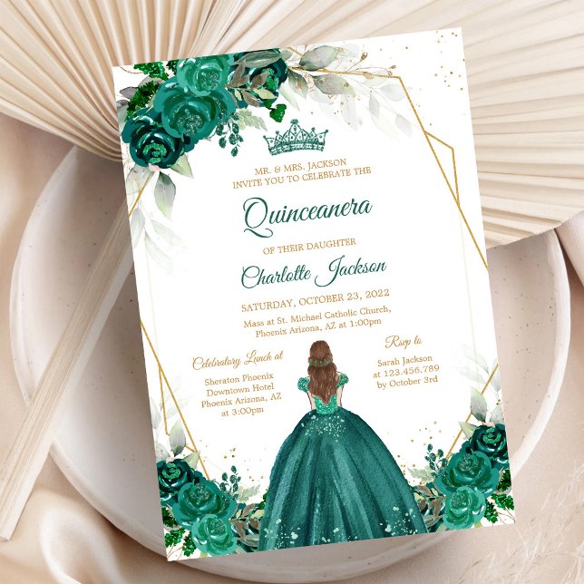 Invitación de cumpleaños de Quinceañera floral ver (Subido por el creador)