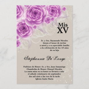 Invitación de cumpleaños de Quinceanera para Rosas