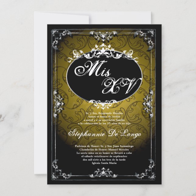 Invitación de cumpleaños de Quinceanera Pendant Br (Anverso)