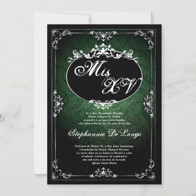Invitación de cumpleaños de Quinceanera Pendant Br (Anverso)