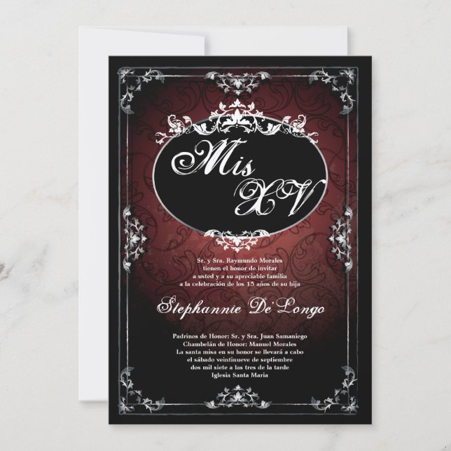 Invitación de cumpleaños de Quinceanera Pendant Br (Anverso)