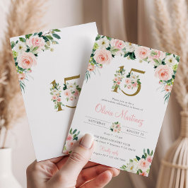 Invitación de cumpleaños de Quinceañera rosa Rubor