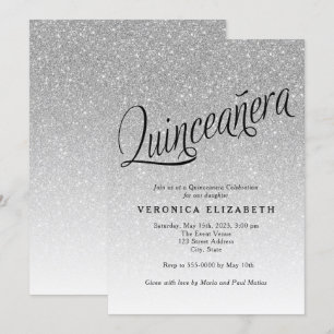 Invitación de cumpleaños de Quinceanera Silver Pur