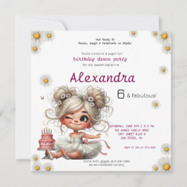 Invitación de cumpleaños de Quirky chica ballerina