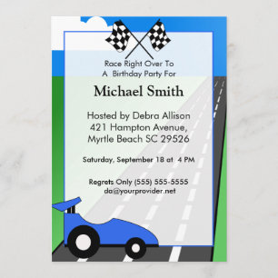 Invitación de cumpleaños de Race Car