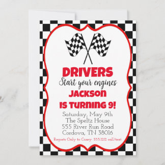 Invitación de cumpleaños de Race Car
