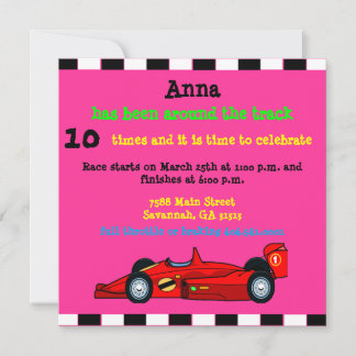 Invitación de cumpleaños de Race Car