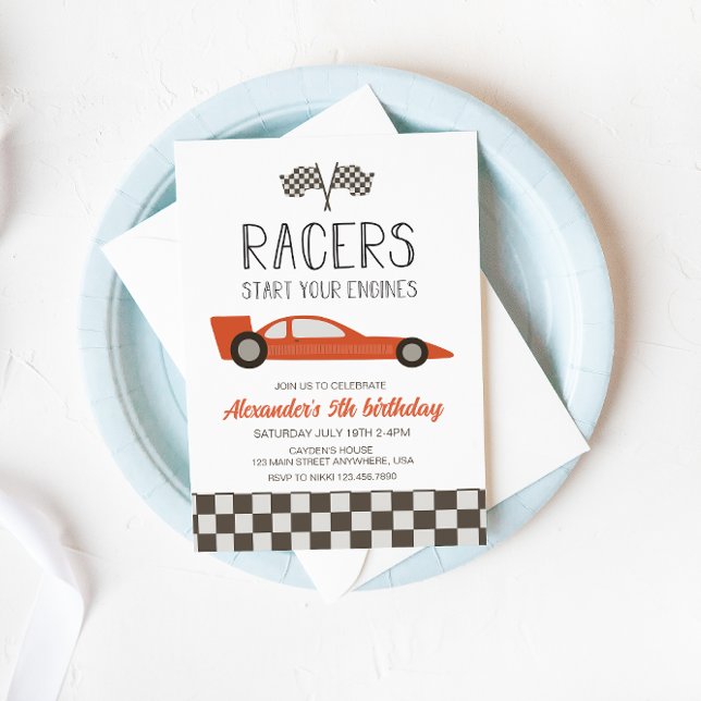 Invitación de cumpleaños de Race Car (Subido por el creador)