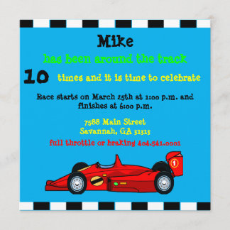 Invitación de cumpleaños de Race Car