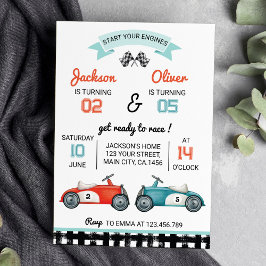 Invitación de cumpleaños de Race Car Boy