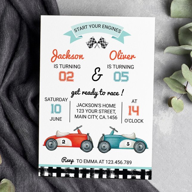 Invitación de cumpleaños de Race Car Boy (Subido por el creador)