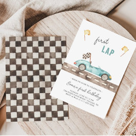 Invitación de cumpleaños de Race Car First Lap