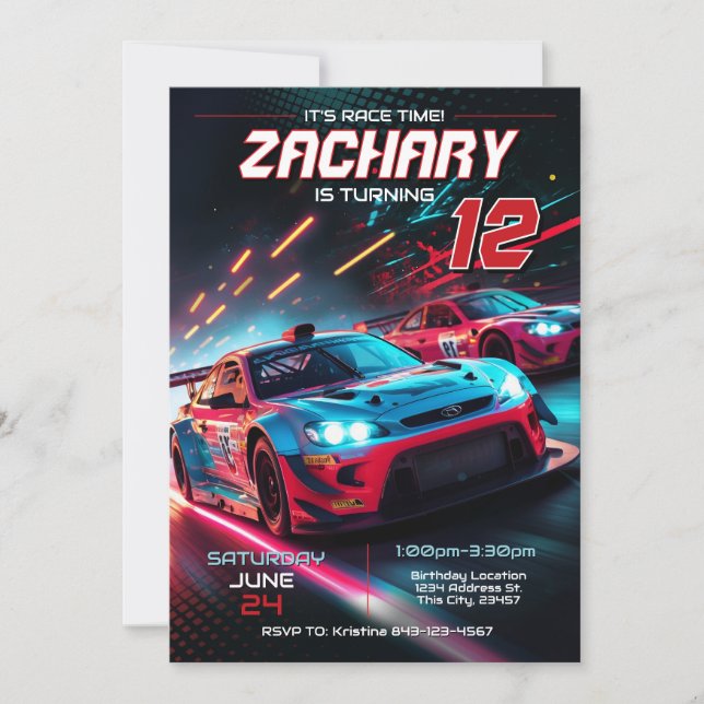 Invitación de cumpleaños de Race Car | Invitación  (Anverso)