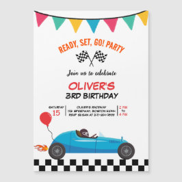 Invitación de cumpleaños de Race Car Tarjeta magné
