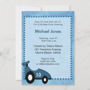 Invitación de cumpleaños de Racecar