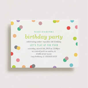 Invitación de cumpleaños de Rainbow Confetti