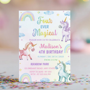 Invitación de cumpleaños de Rainbow Pastel de Unic