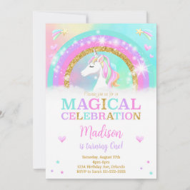 Invitación de cumpleaños de Rainbow Unicorn