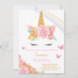 Invitación de cumpleaños de Rainbow Unicorn