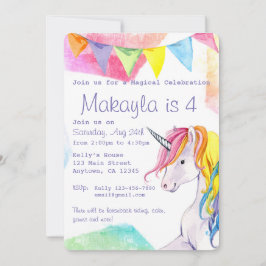 Invitación de cumpleaños de Rainbow Unicorn