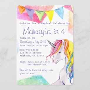 Invitación de cumpleaños de Rainbow Unicorn