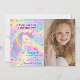 Invitación de cumpleaños de Rainbow Unicorn