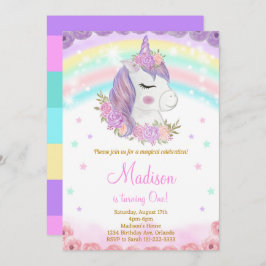 Invitación de cumpleaños de Rainbow Unicorn