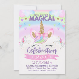 Invitación de cumpleaños de Rainbow Unicorn