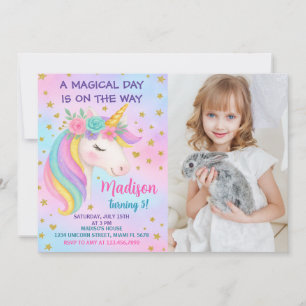 Invitación de cumpleaños de Rainbow Unicorn