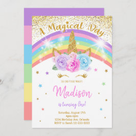 Invitación de cumpleaños de Rainbow Unicorn