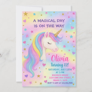 Invitación de cumpleaños de Rainbow Unicorn