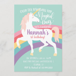 Invitación de cumpleaños de Rainbow Unicorn