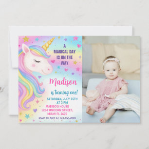 Invitación de cumpleaños de Rainbow Unicorn