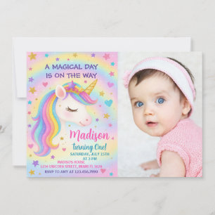 Invitación de cumpleaños de Rainbow Unicorn
