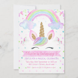 Invitación de cumpleaños de Rainbow Unicorn